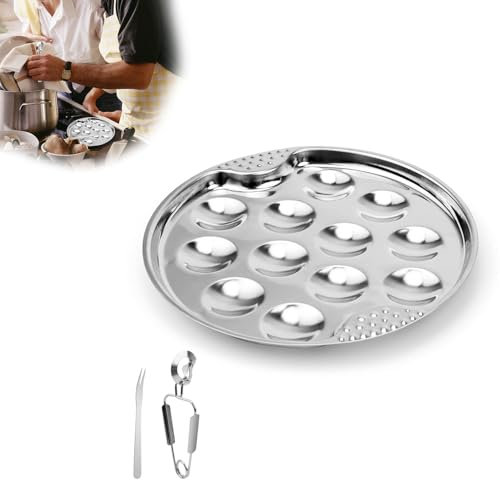 HJIAMA Schneckenteller Set, Edelstahl Muschelzange & Gabel, Anti-Rutsch & Wärmeisolierung, 19 cm, für Meeresfrüchte, Restaurants, Hotels und Privathaushalte