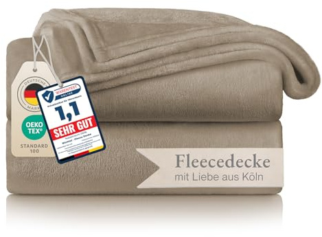 Blumtal gosig filt fluffig – Oeko-TEX certifierad fleecefilt 270 x 230 cm – filt 270 x 230 cm – brungrå filt – levande och gosig filt/mikrofiberfilt, brungrå
