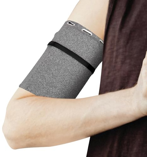 PATIKIL Universal Running Armband Sleeve 7.09x4.75, Cell Phone Arm Bands Sleeve with Zipper Pocket for Key Earphones Credit Cards Sports Gym Workouts Exercise (L, Gray)