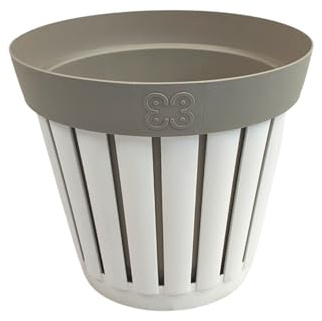 Ecoplast Macetero Kreta de plástico Reciclado, cubremaceta para Plantas, Neutro, 15 l