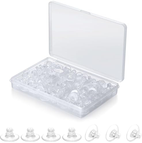 COYUN 100 Piezas tapones de silicona para pendientes, cierre de goma, cierre universal, con caja de almacenamiento, Gel de sílice