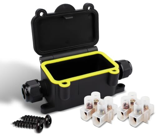 Innfeeltech 1 Pcs Electrical Junction Box Waterproof, Outdoor Waterproof Cable Connection Box LF-1668-2T, 2 Ways for Wire Diameter 3.5 to 10mm