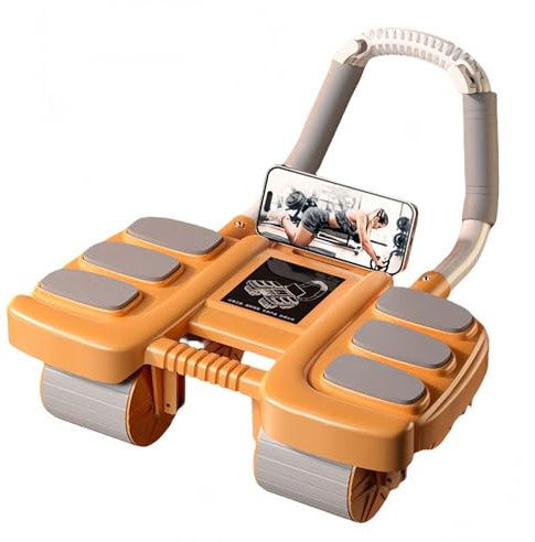 Bauchroller,Bauchtrainer Vier Räders Ab Roller mit Ellenbogenstütze,automatischem Rückprall Bauchmuskeltrainer,Bauchmuskel-Trainingsrolle für Home Gym Muscle Toning Trainings Rollräde（orange)