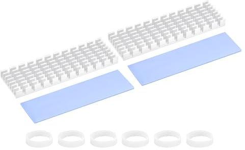 PATIKIL 2 Set Dissipateur Thermique M.2 2280 Nvme SSD 70x22x6mm Argent | Radiateur Refroidisseur, avec Pads Thermiques Ruban Adhésif Anneaux en Caoutchouc, Pour Laptop Électronique CPU Led