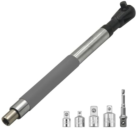 Cikiki Llave de extensión compensada para taladro eléctrico, extensor de llave de impacto para juegos de enchufes, adaptador de taladro eléctrico de 1/2 pulgada, 4 adaptadores de conversión, diseño
