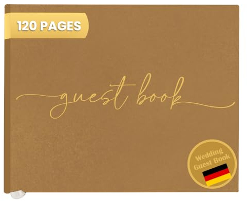 Plantvibes Libro de visitas premium para bodas – 120 páginas de papel de alta calidad, papel grueso, no se rompe, estilo vintage, con título dorado, ideal para bodas, aniversarios, cumpleaños