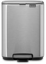 Brabantia Poubelle Bo 4L (Acier mat) – Poubelle cuisine à pédale à fermeture progressive – Système de tri des déchets facile à nettoyer avec seau amovible – Sacs-poubelle PerfectFit gratuits inclus