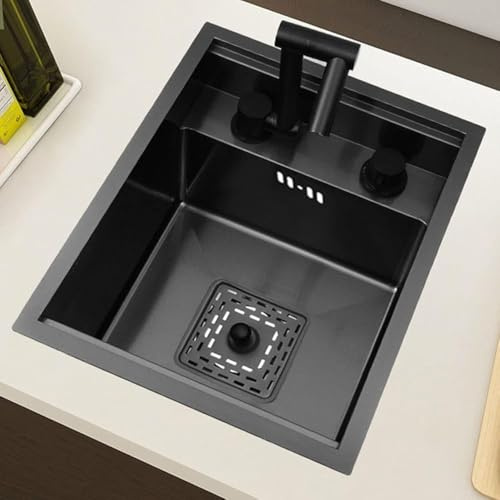 Lavello da cucina salvaspazio a vasca singola con copertura, in acciaio inox, ideale per piccole cucine e bar