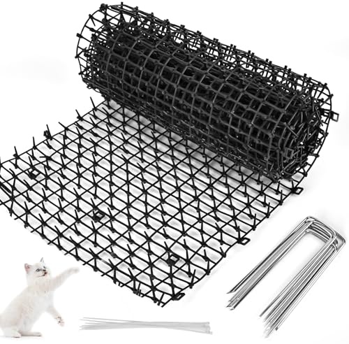 XTDMJ Repellente per la casa e la fauna selvatica contro i gatti, 30 x 200 cm, griglia anti gatti, tappetino anti-gatti, da giardino con 8 picchetti e 8 fascette per cavi, per cani, gatti, animali