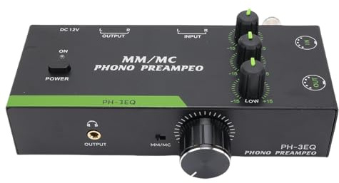 Bewinner Preamp di Phono per Giradischi, Mini Preamplificatore di Fonografo Stereo Audio Elettronico con Regolazione EQ a 3 Bande, Supporto per Amplificatore Giradischi MC MC (UE)