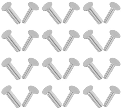 Baluue 14 Paires de Rivet Couteau en Acier Inoxydable, Vis de Fixation pour Manche Bois, Accessoires de Réparation Couverts et Fabrication Artisanale, Boulon de Poignée de Cuisine, 1.4x5mm