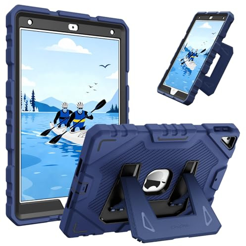 Fintie Kinder Hülle für iPad 9./8./7. Generation 10.2 Zoll 2021/2020/2019 | Robuster Rundum-Schutz, Stoßfeste Kinder Hülle mit Ständer für Hoch- & Querformat (Jungen & Mädchen), Navy