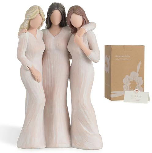 Storieme Friendship Birthday Gifts for Women: Three Sisters Resin Figurines Statue - Special Christmas Friendship Day Present for Best Friends Besties Female | Heartwarming trio statue, sentimental keepsake for sisters, Perfect home decor for shelf, mantel, living room