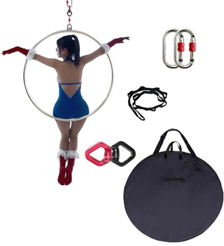 ZGYOZMNG Single Point Lyra Aerial Hoop Kit, Edelstahl-Aerial-Ring mit Aufbewahrungstasche, Aerial-Yoga-Ausrüstung für Tanzstudio/Heimtraining (Größe: 95 cm (37)) (80 cm (31))