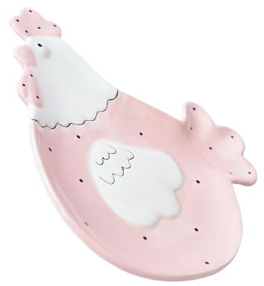 HOMSFOU Plat à Biscuits en Céramique Rose de Poule, Assiette à Dessert Multifonctionnelle pour Fruits et Gâteaux, Plateau de Buffet Décoratif Cuisine et Pique-niques, Surface Lisse