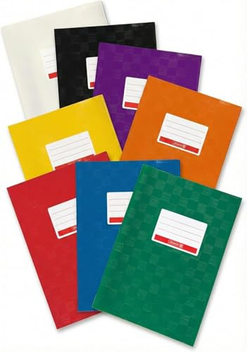 Brunnen Hefthüllen/Heftumschlag Heftschoner für A4, aus PP-Folie mit Strukturprägung, mit Namensschild) 8er Sparpack rot, blau, gelb, grün, orange, lila, weiß und schwarz