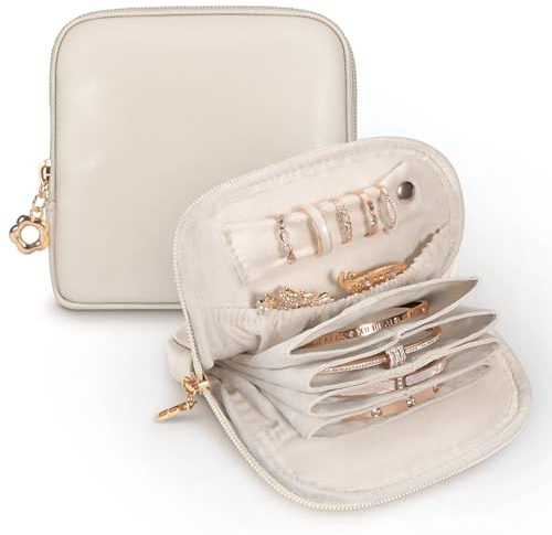 SITHON Reise Schmucktasche, Kunstleder Schmuckbeutel für Frauen | Schmuck Organizer Tasche Schmuck Aufbewahrung Tasche mit Halskette Halter, Ring Halter, Ohrringe Organizer für Damen Mädchen