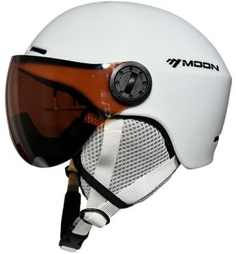 Ski Helmet with Visor for Men and Women, XL Snow Helmet, In Mold Snowboard Helmet with Integrated Goggle Shield, Lightweight Matte White for Downhill Skiing and Winter Sports
