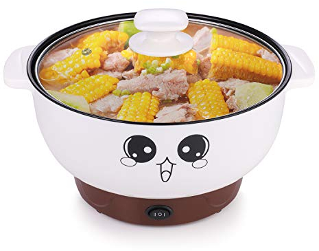 Sartén eléctrica antiadherente para olla caliente, sartén eléctrica de acero inoxidable de 3,2 l, sartén redonda multicocina con tapa para saltear/estofado/vapor, perfecta para pasta/fideos/huevo/sopa