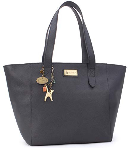Catwalk Collection Handbags - Damen Shopper Tote Bag - Schultertasche Groß - Saffiano Leder - Arbeitstasche für Notizbuch A4 - Paloma