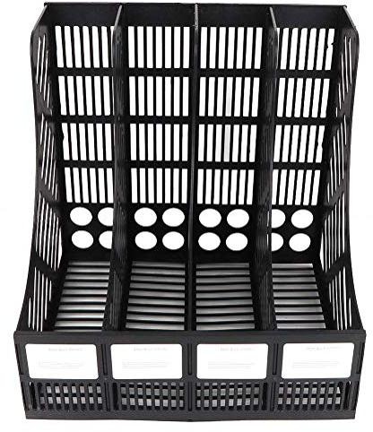 Hztyyier Schwarzes Aktenregal Dokumentenablage Modernes Büro Display Zeitschriftenhalter Organizer mit 4 Fächern Desktop Document Sorter