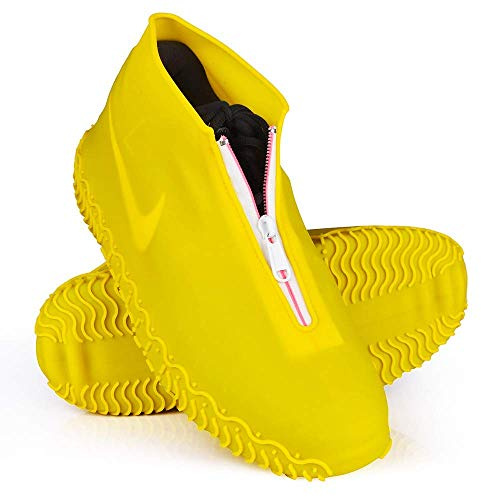 ydfagak Överskor av silikon, vattentäta skoöverdrag, återanvändbara halkfria galoscher för regn, snöiga dagar, öken, strand, leriga gator (XL (43-47), gul)