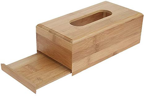 Omenluck - 1 caja de pañuelos rectangular de bambú para dispensador de cosméticos para el hogar, oficina, coche, casa decorativa