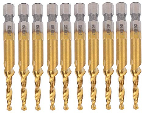 10-teiliges Spiralgewindebohrerset, M4 Titanbeschichtetes HSS-Gewindeschneidbohrerset, 3,3-mm-Spiralgewindebohrerset Sechskantschaftgewindebohrwerkzeuge