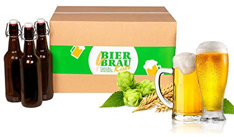 Braupartner Bierbrauset | BierbrauKiste Flaschen-Version HELLES | zum Bier selber brauen | Mit echten Rohstoffen | Geschenk für Männer + Frauen