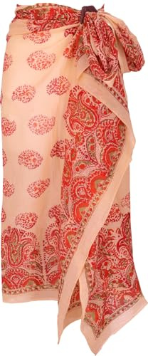 Guru-Shop, Chiffon Fin, Paréo, Accroché au Mur, Jupe Portefeuille, Robe de Sarong, Blanc, Coton, Taille Vêtement: Taille Unique, Chiffons Imprimés, Taille Unique