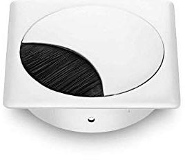 Eisnhauer® Kabeldose Eckig Edelstahl weiß 80 mm Bohrdurchmesser mit Bürstendichtung, abnehmbarem Deckel in Zwei Positionen arretierbar, Höhe ca. 23 mm
