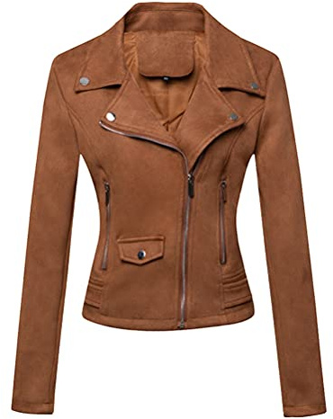 ORANDESIGNE Jacken Damen PU Lederjacke Lange Ärmel Mit Kapuze Kurz Lederjacke Jacke Motorradbekleidung Biker Jacke Kunstlederjacke Oberbekleidung