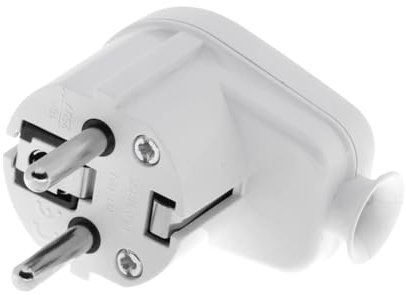 KEL Winkelstecker Uni Schuko 16A / 250V - Stecker, Schutzkontaktstecker IP20 Stromstecker, Uni Schukostecker aus Kunstoff, weiß