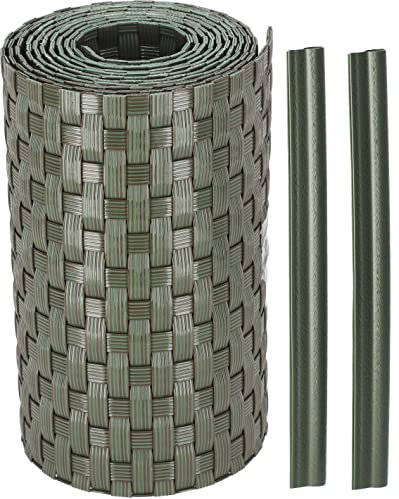 KOTARBAU® Tiras de privacidad de ratán 19x255 Rollo de valla, Rollo de paneles de ocultación, Valla protectora para jardines y balcones, Verde, Tiras de protección visual para balcón, Tiras privacidad