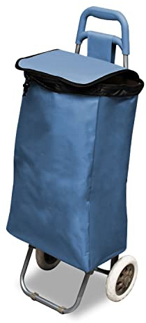 GREATOYAR Carro de Compra con Gran Capacidad, Carro de Compra con 2 Ruedas, Carrito de Compra para Mayores, Soporte Metálico, Alta Capacidad de Almacenamiento, Capacidad 40 litros, 90x30x35cm, Azul
