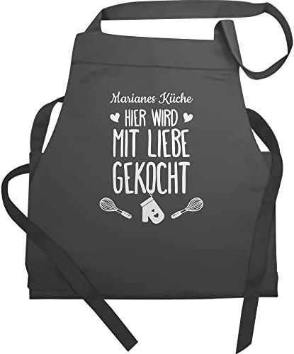 Geschenk mit Namen personalisiert by Shirtracer - Schürze - Kochschürze - Hier wird mit Liebe gekocht mit Name I Geschenk Kochen