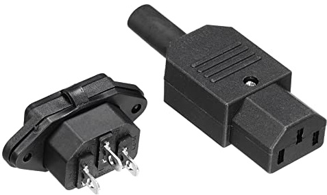 QUARKZMAN AC250V 10A 3 Pasadores Enchufe Adaptador Conector IEC320 C13 Hembra Paquetes de 3 IEC C14 Panel Montaje Enchufe Adaptador con Cubierta 1 Paquetes para Alimentación Conexión