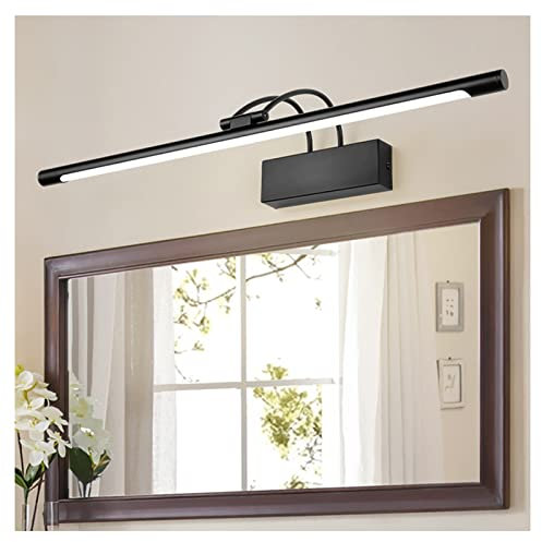JUNNIU Vanity Lighting European Style Hardware Acrylic 45/55/65/75cm Mirror Front Light Bathroom Bathtub Waterproof Mist Dressing Table Makeup Led Lamp Black Bath Lights(65CM, Warm Light) Decoration