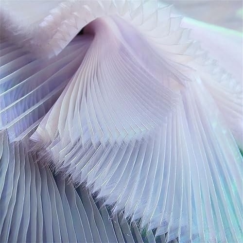 Plissee-Stoffe Für Anzug, DIY-Design, Bühnenform, Modisches Material, Hintergrund-Dekor, Falten-Mesh-Stoff Am Laufenden Meter taro white Straighten 1X1.45 M