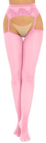 MSemis Collant Donna Stockings a Rete Leggings Trasparenti in Pizzo Floreale Collant Aperto Curvy Calze per Reggicalze Pantyhose Sexy Hot per Sesso Babydolll Lingerie Rosa Taglia unica