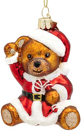 SIKORA Weihnachts Bär besondere Weihnachtskugel Glas Christbaumschmuck Deko Figur Weihnachten Anhänger Ornament - Trend Line - BS598