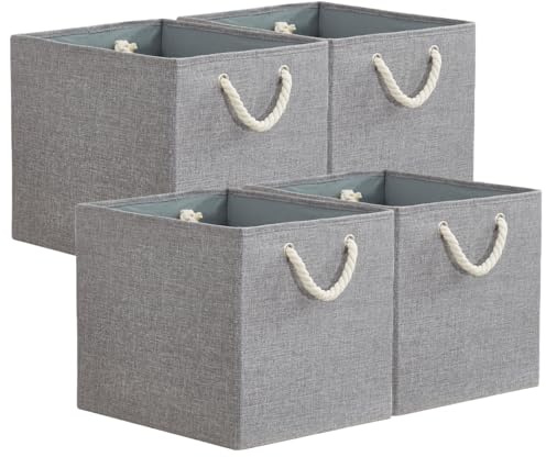 Mangata Große Aufbewahrungskörbe für Regale, Stoff-Aufbewahrungskörbe mit Baumwollseilgriffen, Heimorganisation, faltbare Körbe für die Organisation von Kleidung, Spielzeug, Kinderzimmer, 33 x 38 x 33