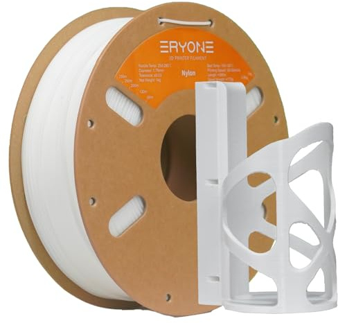 ERYONE Engineering Filament, 3D Printing Filament 1.75 mm +/- 0.03mm, Fit Most FDM 3D Printers, Nylon PA6 White 1kg Spool (2.2LBS)