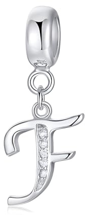 Symretie Damen 925 Sterling Silber Initial Charms Anhänger Buchstaben A-Z Silberner Anhänger Kompatibel mit Europäischen Armbänder und Halskette