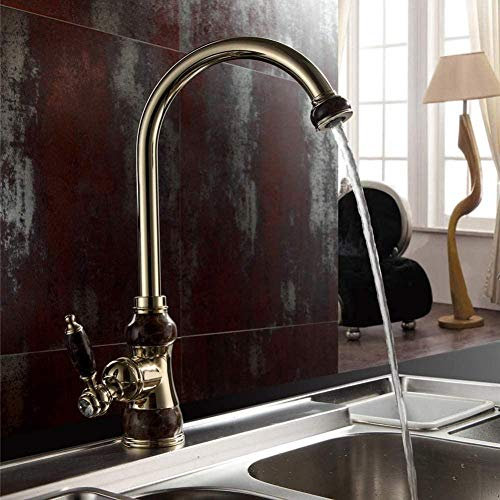 Kitchen Taps Kitchen Tap Faucet Marble Design Kitchen Faucet Deck Mounted Swivel Rotation Basin Faucet Single-Lever Single Hole Rose Gold Golden Sink Mixer-Golden,Golden