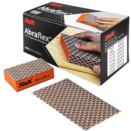 S&X 100-Pack Abraflex Sand Paper Assortment Sanding Sponge System, Coarse Medium Fine Sanding Block for Wood Furniture Wall Repair Drywall Metal, Washable and Reusable (Mixed Grit)