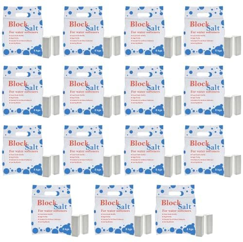 Block salt for water softeners, original pure food quality salt, softening salt block best for laundry kitchen dishwashing industrial & hotel use water softener salt block (15 Packs - 30 Block)