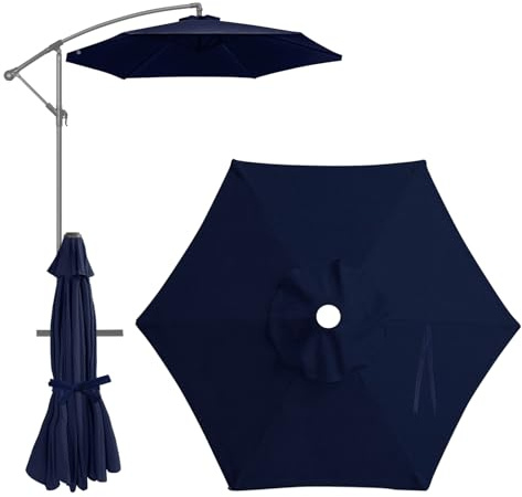 Aartner Replacement Parasol Fabric Cover, 2m 6 Ribs Parasol Replacement Canopy Cover, Anti-Ultraviolet Patio Waterproof Patio Cloth Cover for Garden Umbrella (Blue)