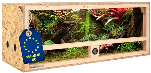 ITA Holz Terrarium 100x40x40 cm mit Seitenbelüftung & Integriertem Hygrometer - Holzterrarium aus OSB-3 Platten - Terrarien für Reptilien, Schlangen, Amphibien - EU Produkt, FSC Zertifiziert