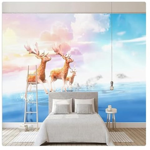 vsdhlsidgl Benutzerdefinierte Wandbild Tapete Moderne Abstrakte Kunst Schöne Elch Kinderzimmer Schlafzimmer TV Hintergrund Wand Wohnkultur Papel De Parede 3D * 250 cm x 175 cm (98,4 x 68,9 Zoll)